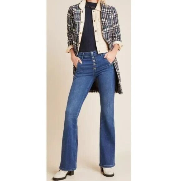 Anthropologie Pilcro High Rise Trouser Bootcut Jeans Women 29 EUC Stretch Pocket - Picture 13 of 14